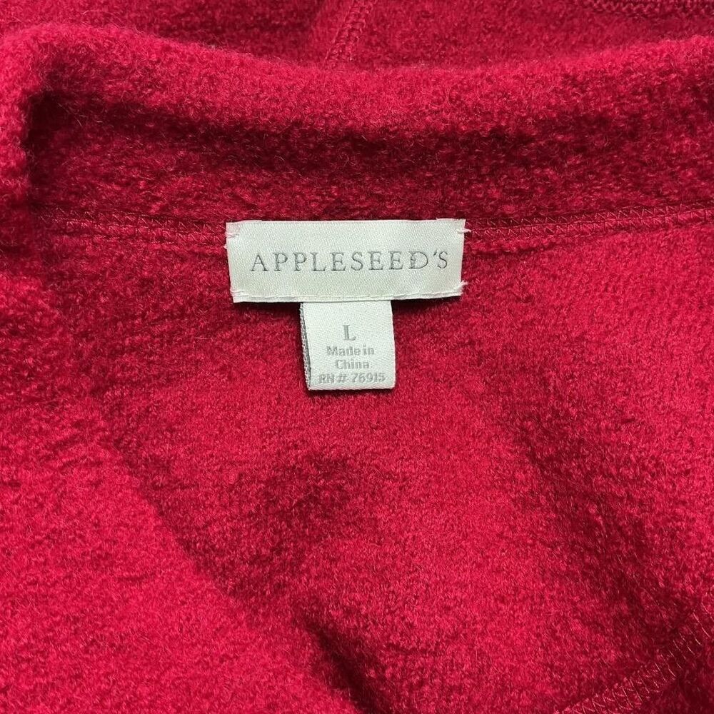 Appleseeds Cardigan Sweater Women L Red Wool Pockets Collar Button Front Jacket - Picture 7 of 9